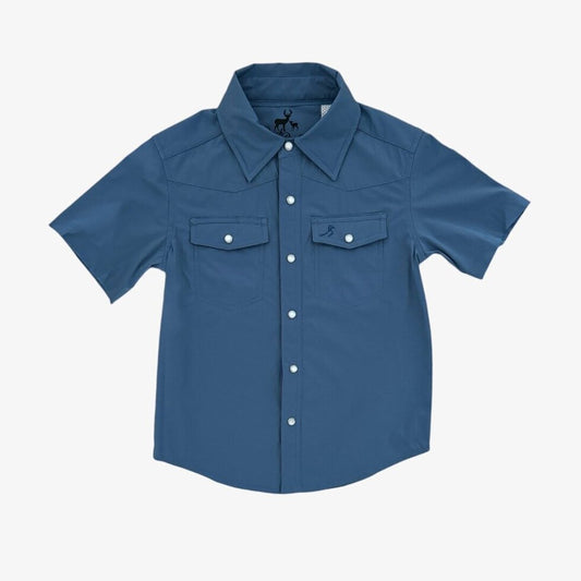 Performance Pearl Snap- Lake Blue