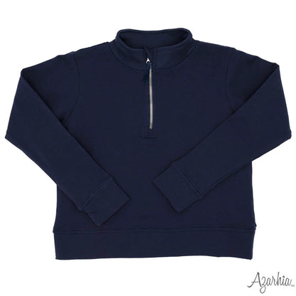 Oversized Crop 1/4 Zip Sweatshirt - Navy