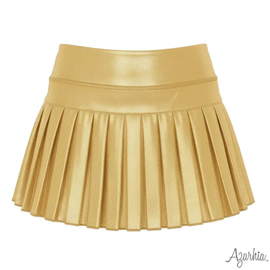 Gold Shimmer Mini Pleated Skort