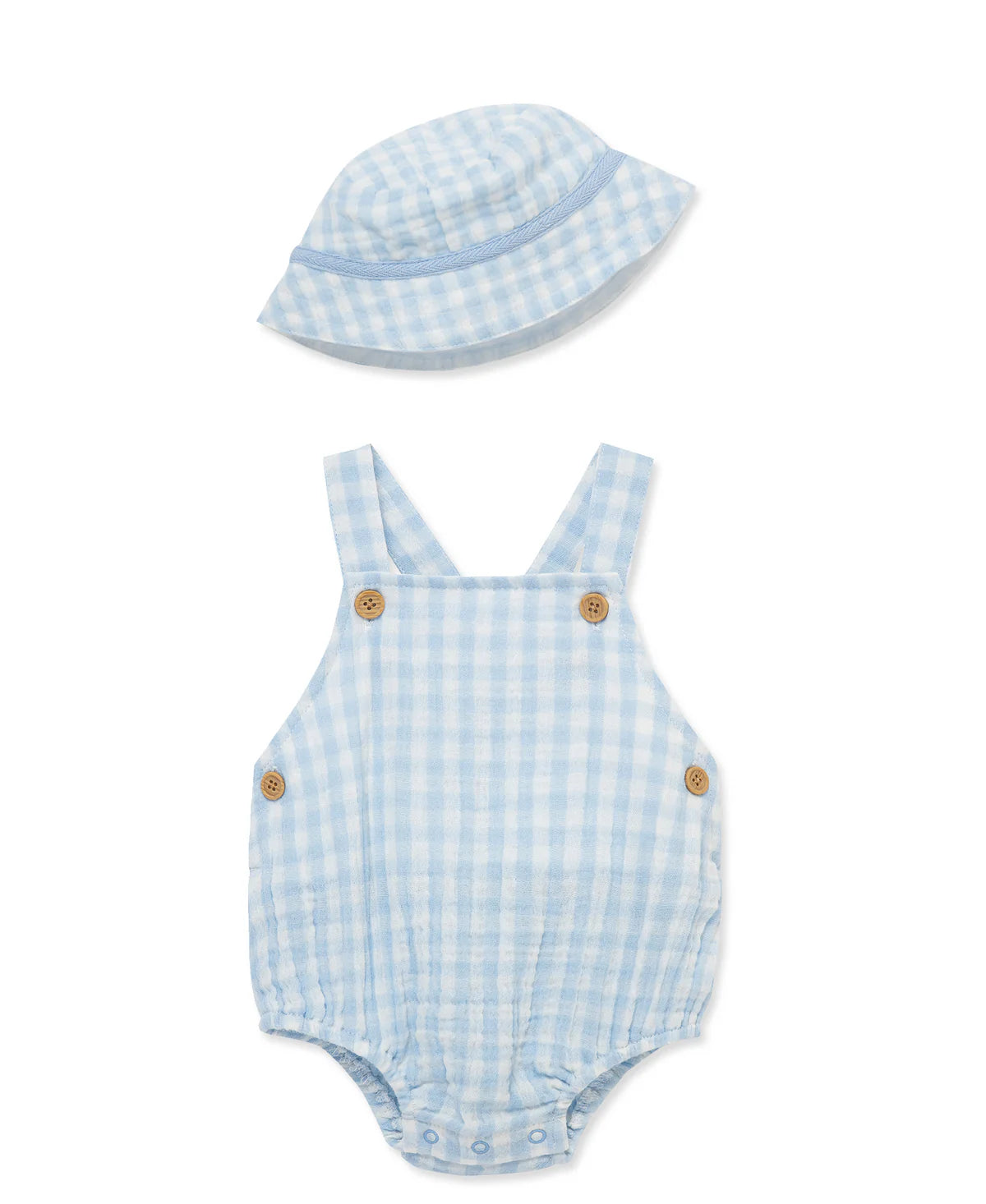 Little Me Baby Boys Gingham Sunsuit With Hat