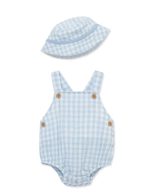 Little Me Baby Boys Gingham Sunsuit With Hat