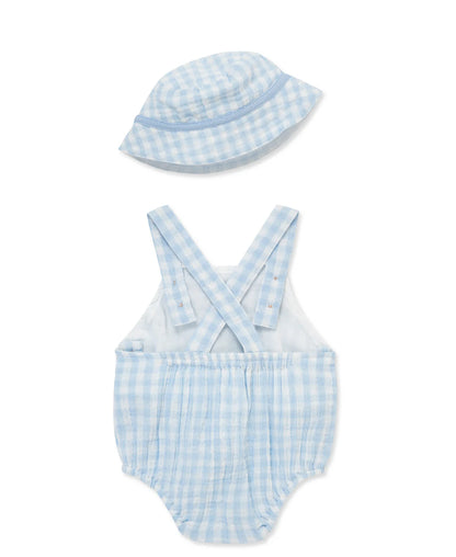Little Me Baby Boys Gingham Sunsuit With Hat
