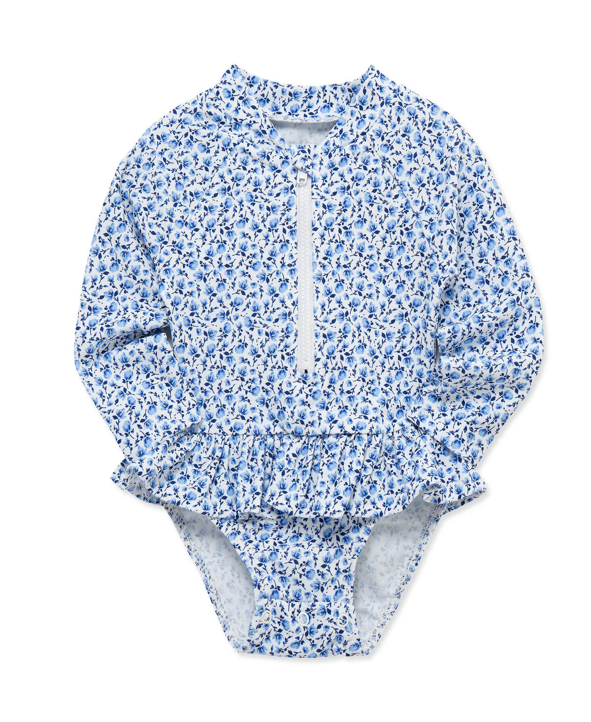 Blue Floral 1-Piece Rashguard Suit