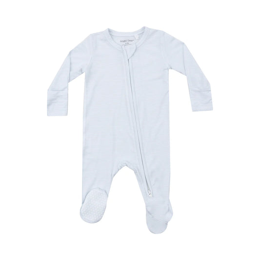 Light Blue Stripe Zipper Footie