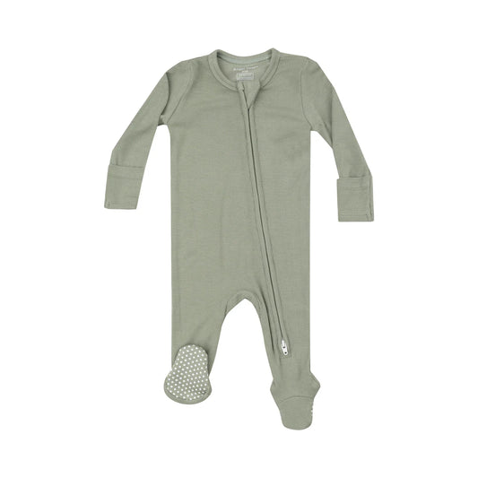 Rib Desert Sage Zipper Footie