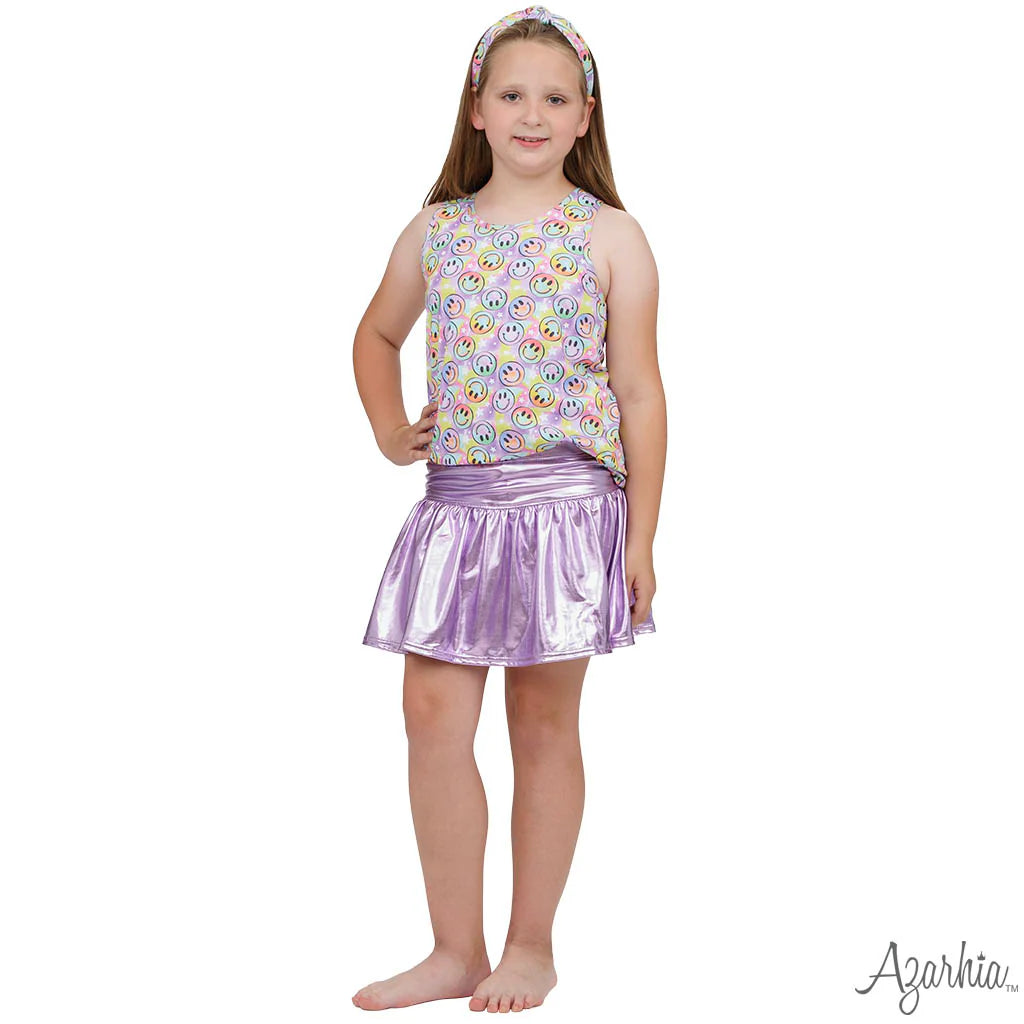 Metallic Gathered Skort- Lavender