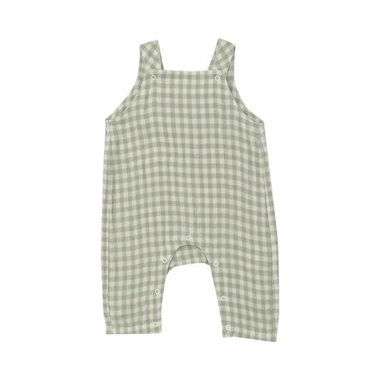 Green Muslin Gingham Overalls