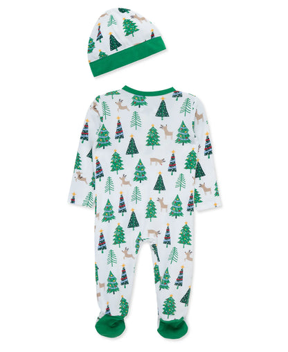 Little Trees Footie + Hat Set