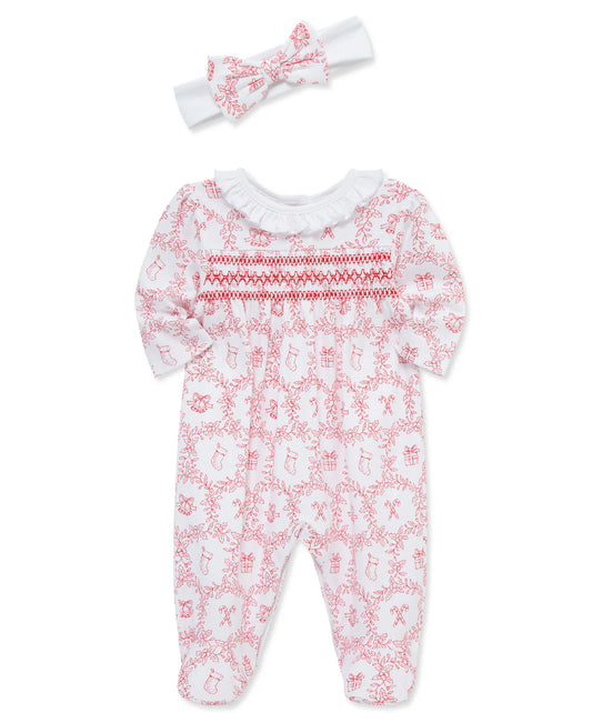 Festive Toile Footie Set