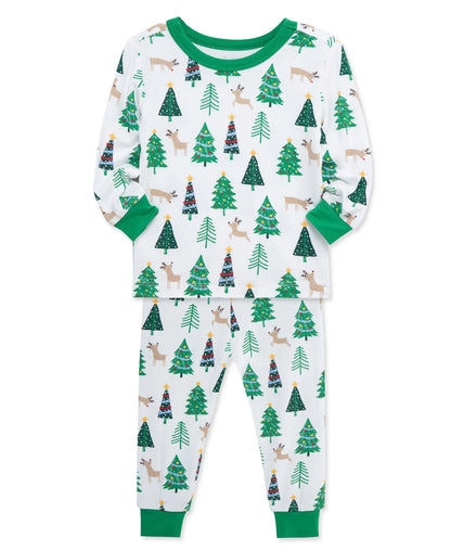 Gender Neutral trees and deer bamboo pajamas great for Christmas