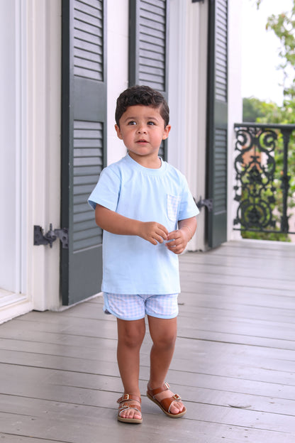 Madden Short Set- Light Blue Gingham