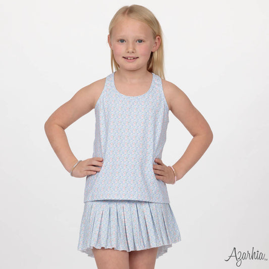 Grand Blue Flowers Mini Pleat Skort