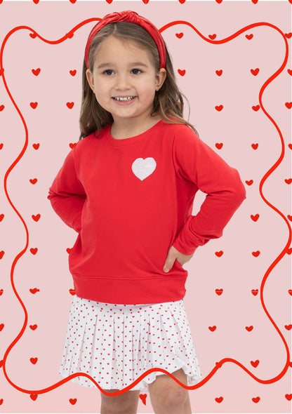 Sequin Heart Red Long Sleeve Top