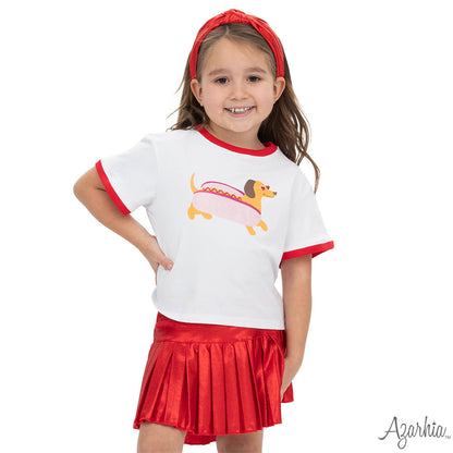 Glitter Valentine Hot Dog Ringer Boxy Tee