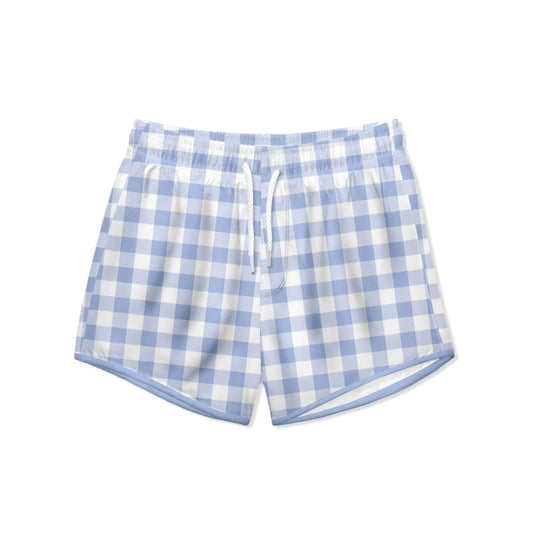 Periwinkle Gingham Swim Shorts