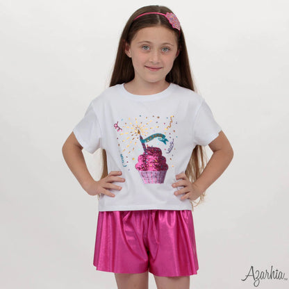 Shimmer Butterfly Short- Hot Pink