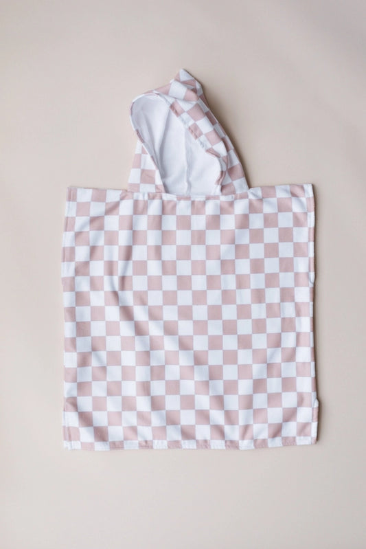 Tan + White Checkered Towel Poncho