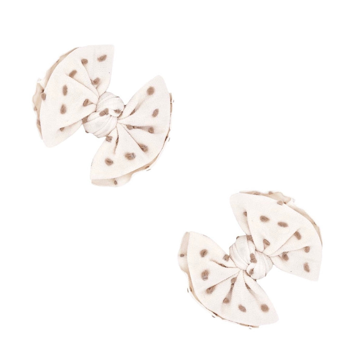 2 Pack Baby Shab Clips: Oatmeal/taupe Dot