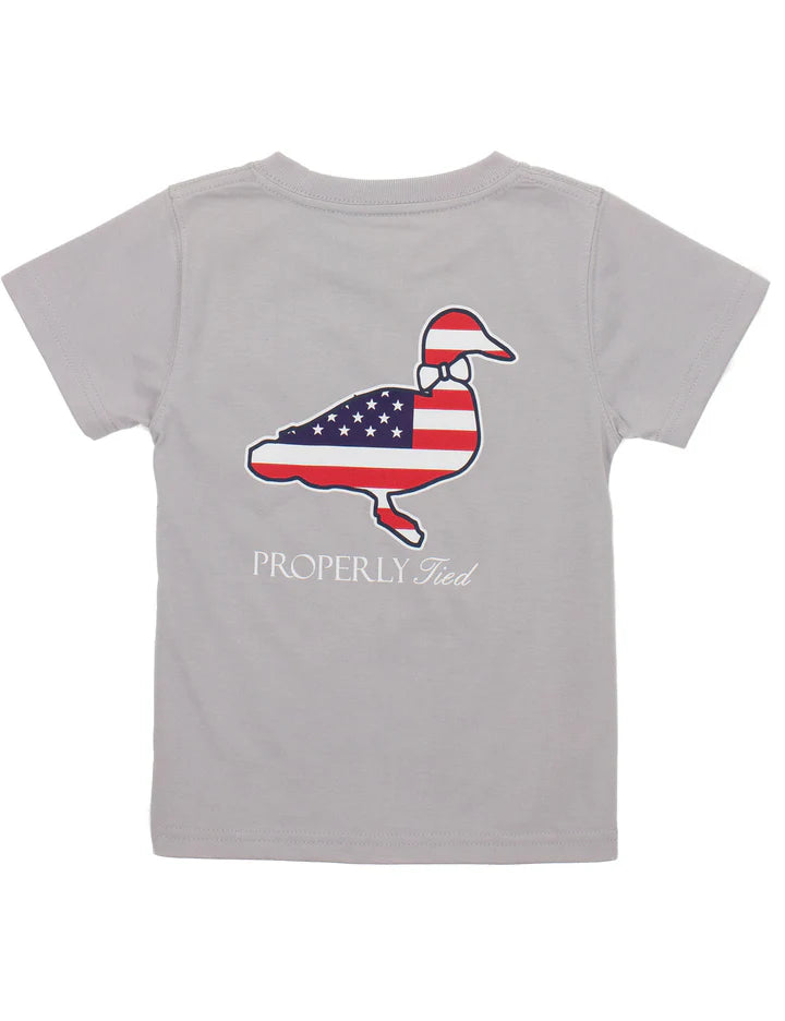 Boys Americana Logo Tee Ice Grey