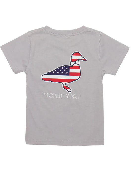 Boys Americana Logo Tee Ice Grey