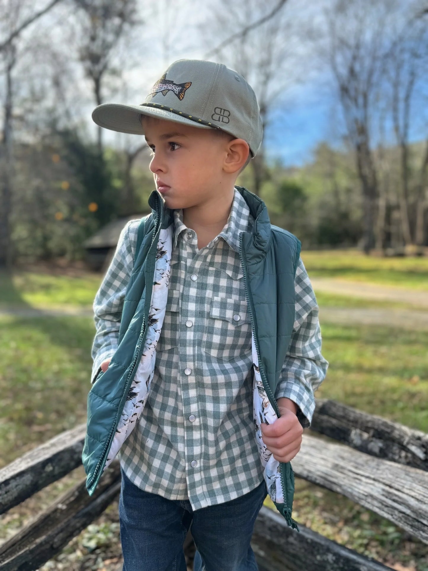 Kasey Button Down- Green Plaid