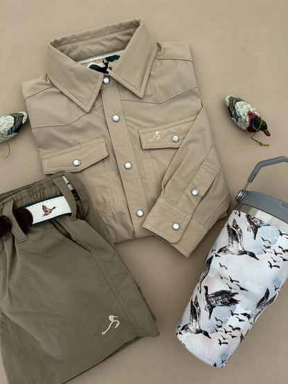 Performance Pearl Snap Long Sleeve - Oat